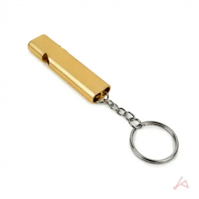 가벼운 사각 호루라기 키링 골드