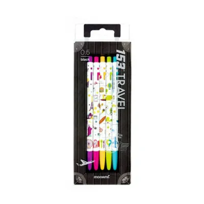 모나미 153트래블 5종 볼펜세트(0.5mm) 검정색볼펜