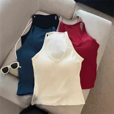여성 여름 골지 니트 나시 민소매 슬림핏 끈조절 데일리 이너탑 KK1075