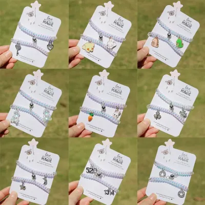 어린이 팔찌 귀여운 여자아이 전화선 팔찌 작은 소녀 만화 장식 작은 토끼 작은 곰 한국식