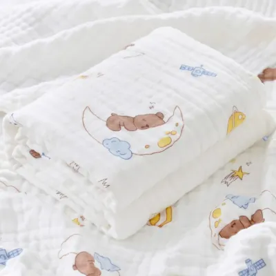 신생아목욕타월 아기 목욕 타월 면 4겹 거즈 고밀도 아기용품 신생아 어린이 담요 수건 태내