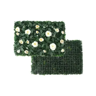 인테리어 인조잔디 벽면 조화장식 카페 포토존 60x40cm 화이트로즈 벽잔디 벽장식 데코용