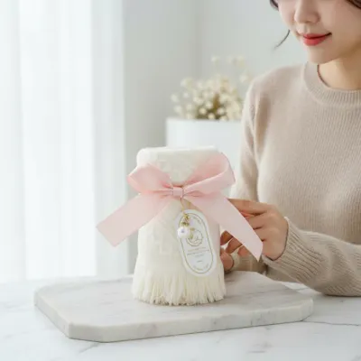 고급 호텔식 자수 답례 타월 돌잔치 개업 기념품 리본 핸드타올