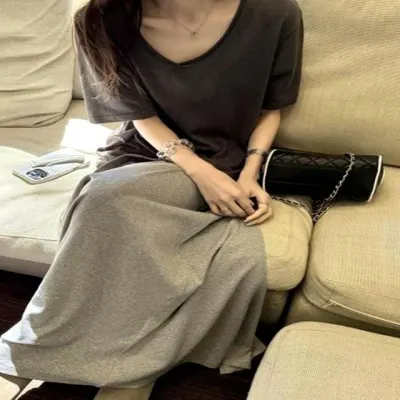 V넥 반팔티셔츠 여성 여름 넉넉핏 3컬러 캐주얼