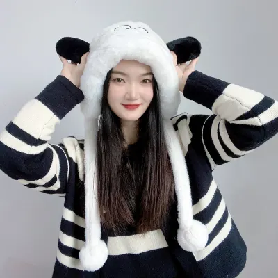 왕눈이  캐릭터 귀달이 모자 털귀다리모자 겨울귀덮개