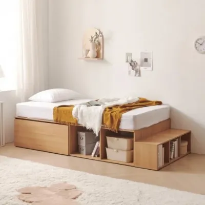 가구산책 대용량 높은수납침대SS 오픈형 SET+독립봉합 매트리스 DN7036
