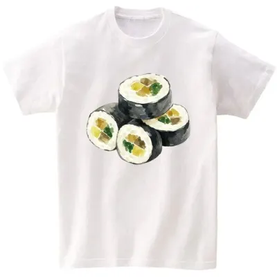 반팔티 남녀공용 음식 음료 김밥 수채화 AI 이미지 다양한색상 전사이즈 가능
