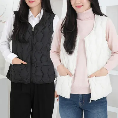 셔링 패딩 조끼 / 옆주름 퀼팅 보온 누빔조끼 / 솜패딩 경량 베스트