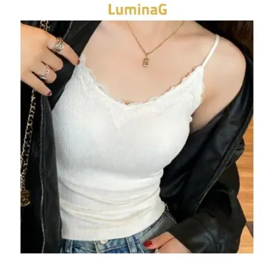 여성 브라탑 레이스 캡내장 골지 여성 이너웨어 데일리 상의