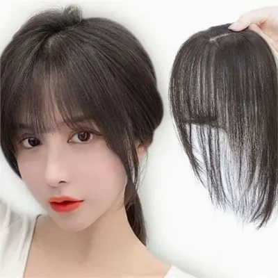 여성 앞머리 가발 여성 인조 모 가발 시스루 자연 붙임머리 옆머리