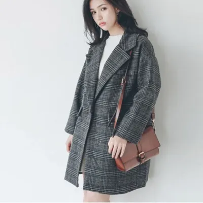 모직 체크 코드 봄 가을 자켓 반코트 모직자켓 여성자켓