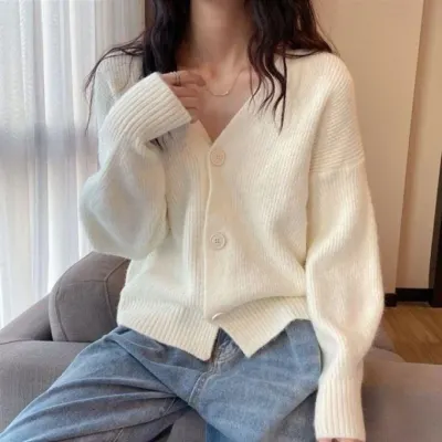 6컬러 브이넥 파스텔 골지 카디건 베이직 가디건 니트 캐주얼 편한 여자 여성 깔끔한
