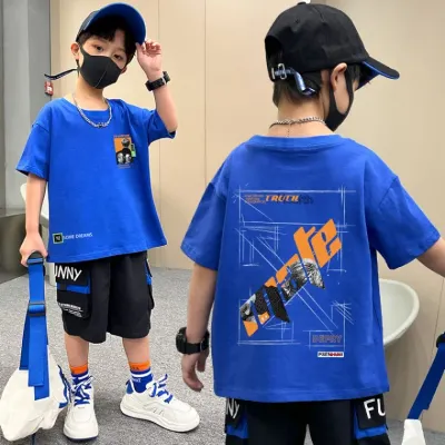 키즈반팔티 어린이집 단체티 실제 촬영 남녀 반팔 티셔츠 면 소재 트렌디 앞뒤 프린트 여름 90