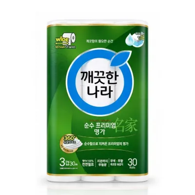 깨끗한나라 순수 프리미엄명가 화장지 30롤 3겹 롤휴지