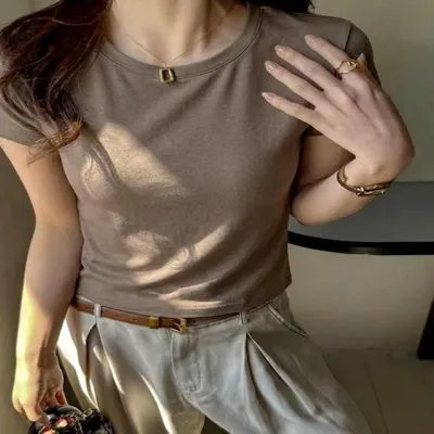 쿨링 반팔티셔츠 여성 무지 라운드넥 기본 5컬러 여름