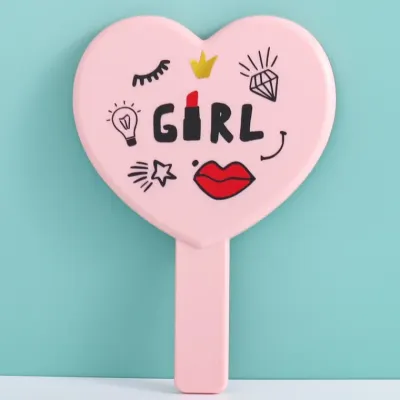 하트손거울 곰돌이 하트 거울 휴대 거울 탁상 화장거울 플라스틱 손잡이 거울 휴대 거울