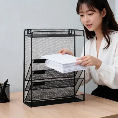 메탈선반 3단 정리대 사무실 책상 파티션 걸이 서류 보관함 데스크 거치대 수납용품