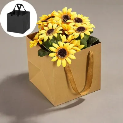 크라프트 정사각형 쇼핑백 무지/블랙