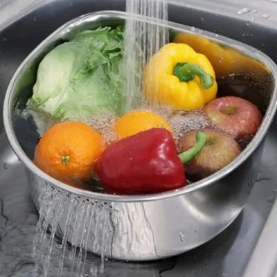 D형 스텐 설거지볼 주방 싱크대 세척통