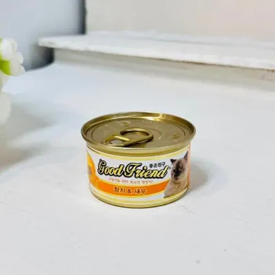 굿프랜드 고양이 간식캔 참치 새우 80g