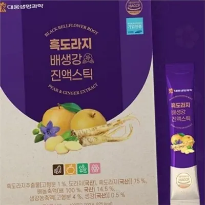 흑도라지 배 생강 진액 배 생강 스틱 파우치형 도라지 농축액 건강 선물용 스틱형 온가족 휴대용 식물성