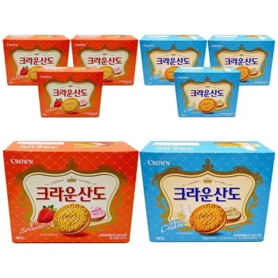 크라운제과 크라운산도 딸기 161g+크림 161g 각4개씩