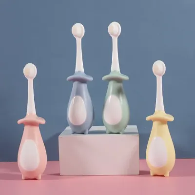 어린이칫솔 어린이용 부드러운 칫솔 캐릭터 펭귄 아기용 만모 칫솔 단일 포장 치아 보호용 어