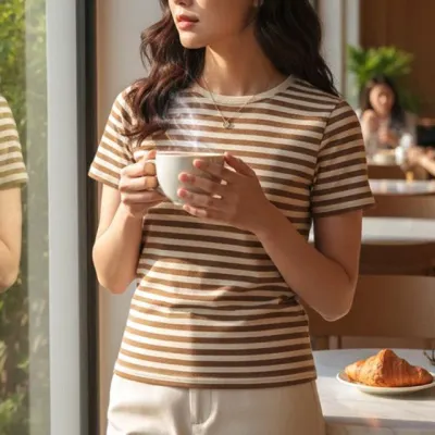 스트라이프 티셔츠 줄무늬 여성 여름 반팔