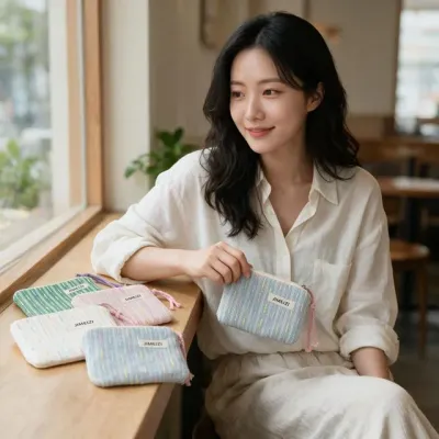 트위드 동전지갑 미니 파우치 카드지갑 액세서리 보관 소품 지갑 수납 소형 주머니