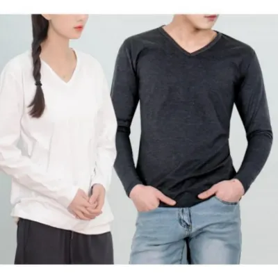 차콜 남자기본브이긴팔면티셔츠 차콜티셔츠 브이넥티셔츠 편안한티셔츠