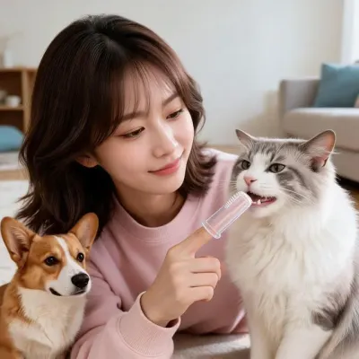 반려견 실리콘 손가락 칫솔 애완동물 구강 위생 관리 치아 닦기 구강케어 구강관리