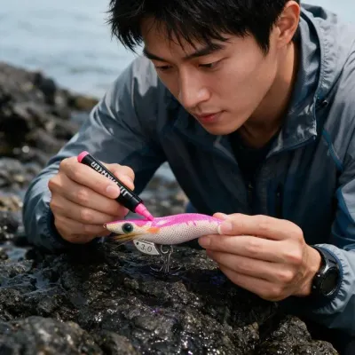 UV 형광 마커펜 낚시 루어 튜닝 에기 꼴뚜기 야간 선상 낚시용 채비 소품