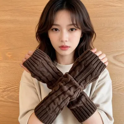 롱 암워머 팔토시 겨울 꽈배기 니트 핸드워머 사무실 공부 야외 외출 방한 소품