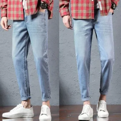 남자 슬림핏 데님 청바지 여름바지 네이비 블루 진스 남성청 남자청