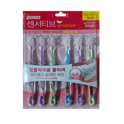 2080 센서티브 부드러운 초미세모 칫솔 3+3입