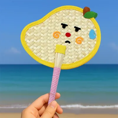 귀여운 표정 야생초 부채(망고) 핸드메이드 손부채