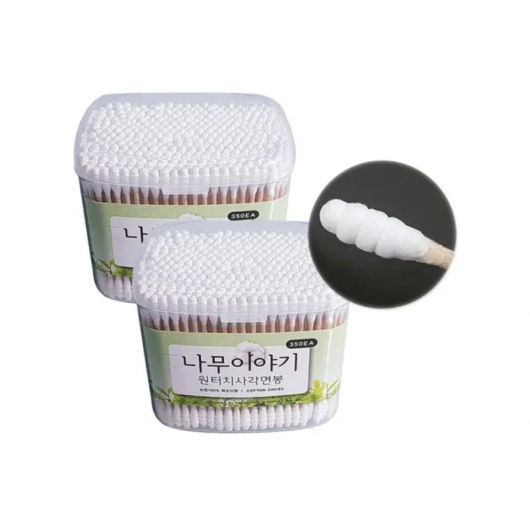 나무이야기 원터치 사각 면봉 350EA X 6P (7581)-D