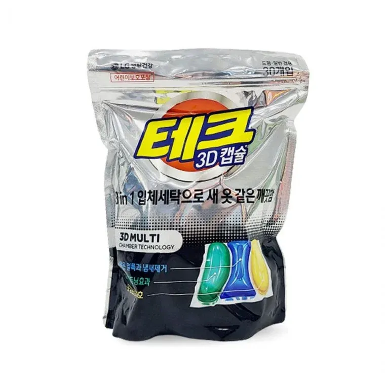 실내건조 LG테크3D캡슐세제(30개입) 액체 고농축세탁 세제 드럼용
