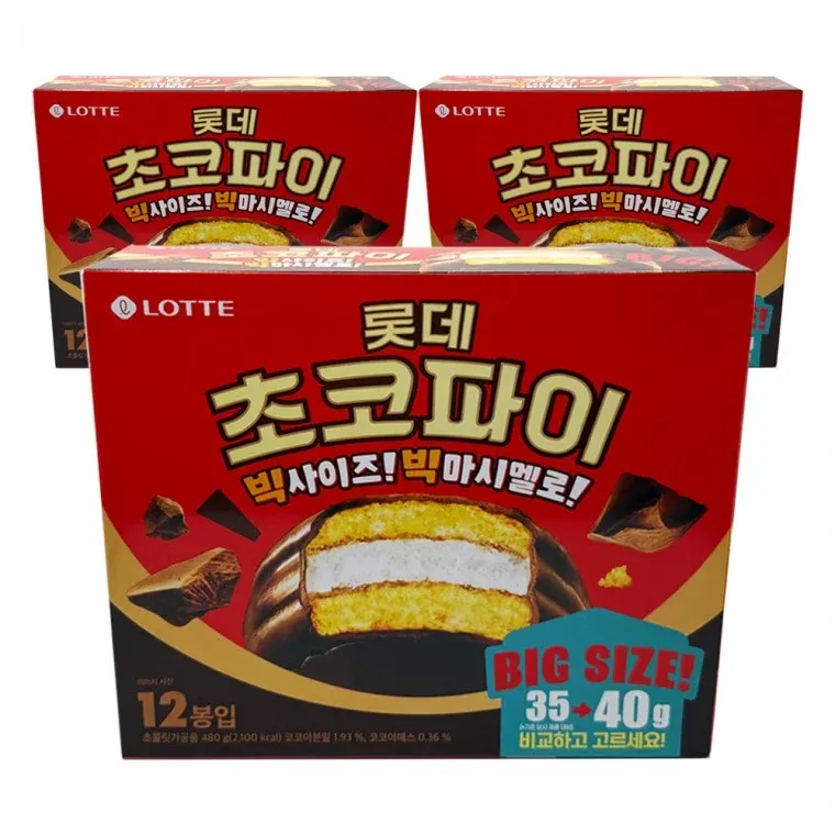 롯데 초코파이 오리지널 12입 480G x 3개