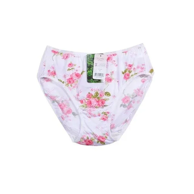 플라워 나염 흡습속건 쿨 인견 맥시 삼각팬티 화이트