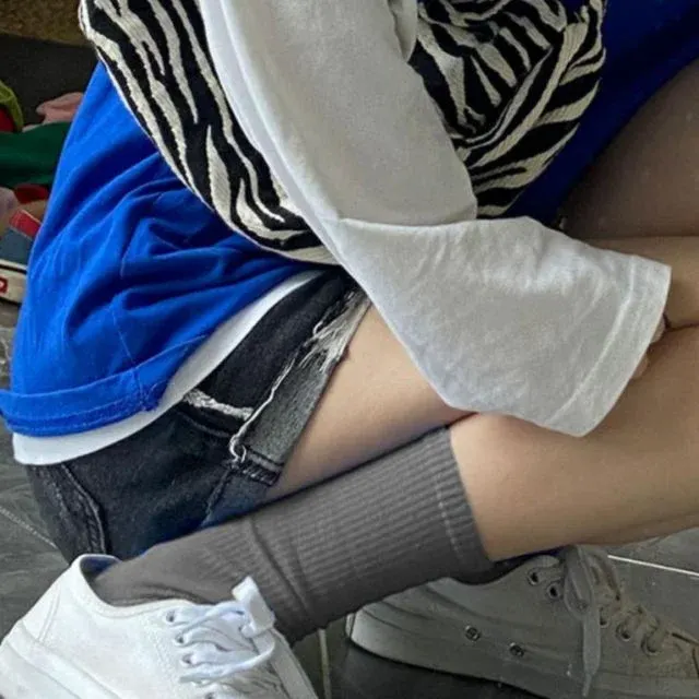 면 단목 데일리삭스 장목 앙말 무지 학생 베이직 중목