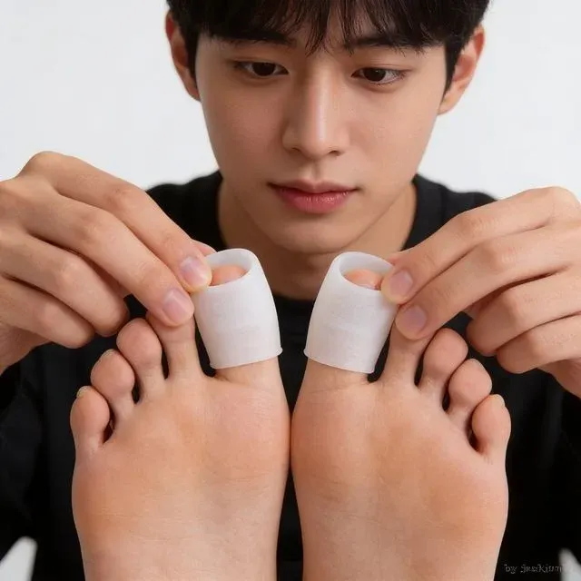 실리콘 발가락 골무 굳은살 완화 교정 캡 밴드 피부