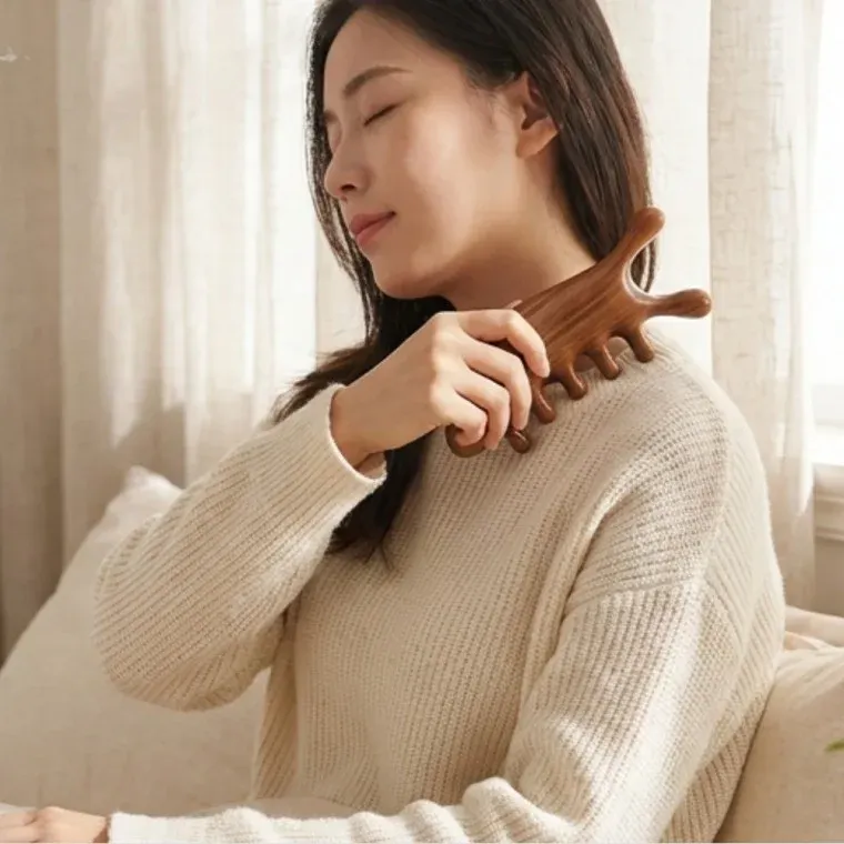 나무 괄사 빗 두피 괄사 손목 얼굴 경락마사지 리프팅
