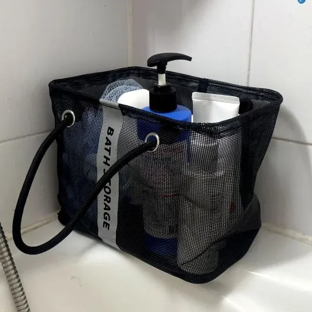 메쉬 목욕가방 물빠짐 숏 블랙