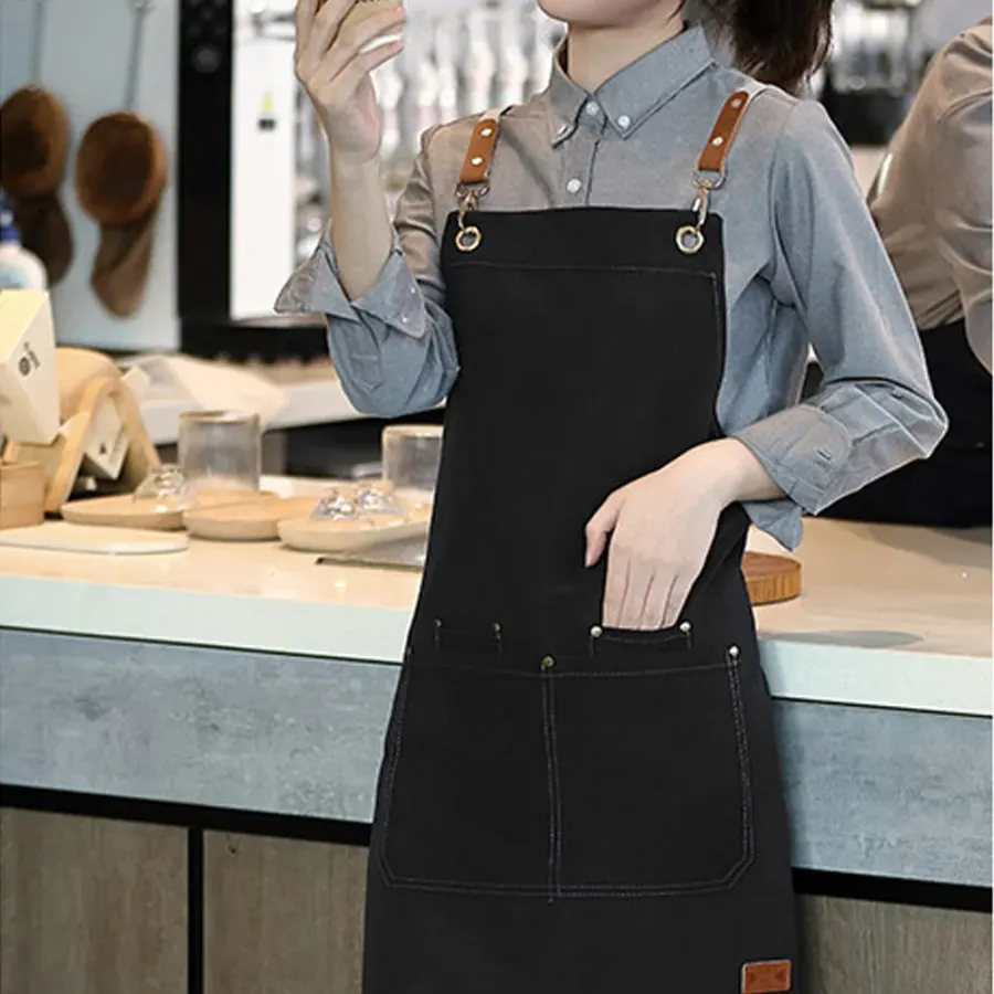 레더원 캔버스 방수 앞치마 공방 카페 미용 앞치마