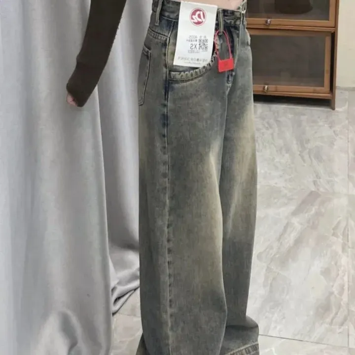 빈티지 워싱 와이드핏 하이웨스트 데님팬츠