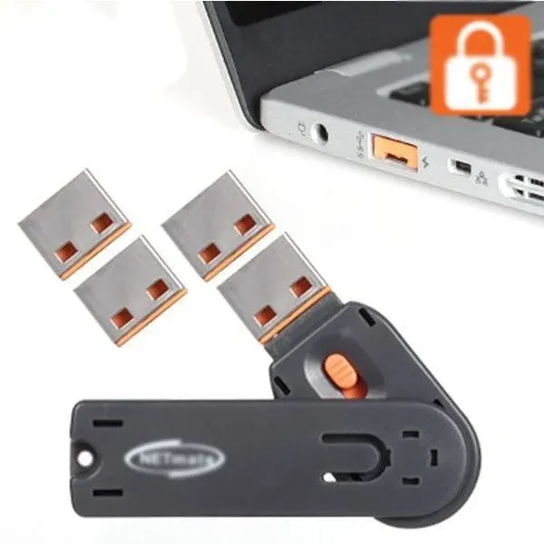 자물쇠 보안 귤색 USB USB포트 스윙형 잠금 락커 장치 USB자물쇠 U