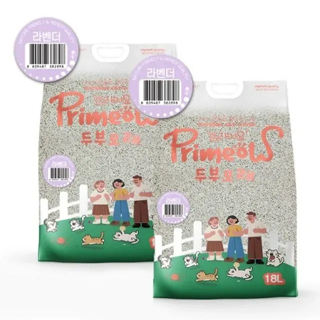 프리미요 고양이 모래 두부모래 18L x x 2개 (라벤더)