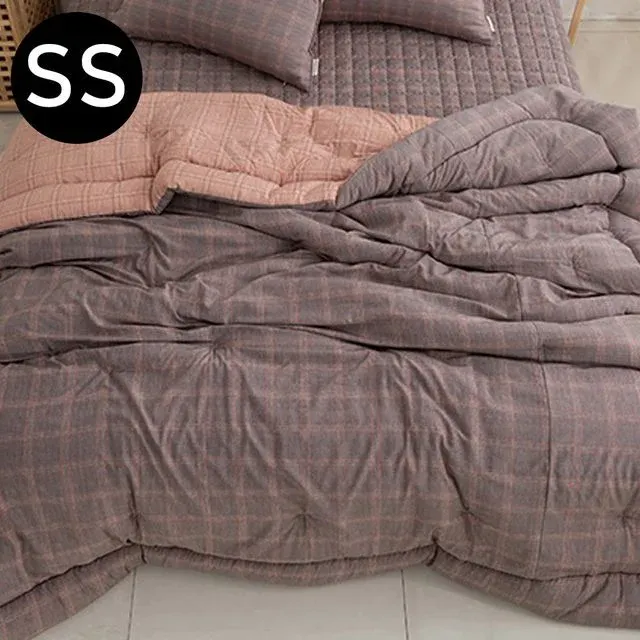 해피니 베이직체크 마이크로모달 차렵 이불 슈퍼싱글 SS (브라운)