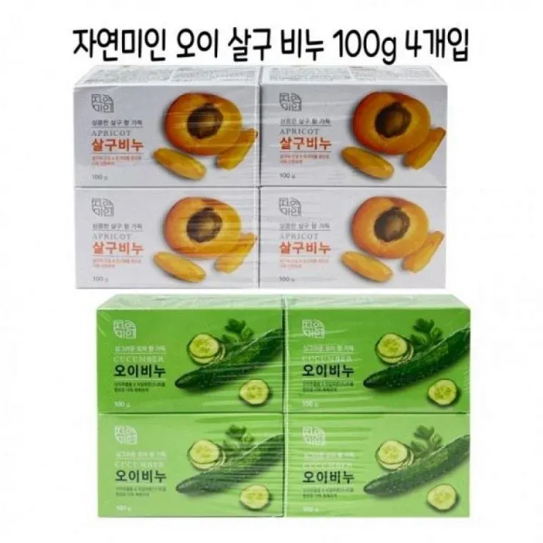 무궁화 자연미인 오이비누 살구비누 100g X 4개입 - D 세수비누 알뜰비누